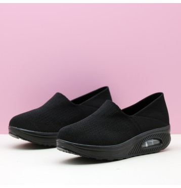Women's Solid Color Platform Sneakers, Breathable Knit Slip On Shoes, Comfortable Low Top Shoes