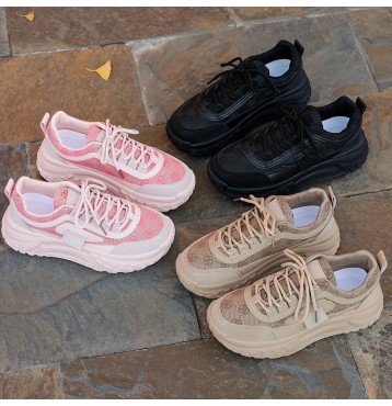 Women's Floral Pattern Sneakers, Lace Up Soft Sole Platform Casual Shoes, Low-top Walking Shoes