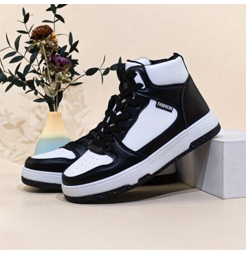 Women's Colorblock Casual Sneakers, Lace Up Comfy Platform Sporty Trainers, Versatile High-top Daily Shoes