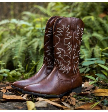 Men's Vintage Cowboy Boots, Windproof Non-slip High-top Slip On Shoes For Outdoor