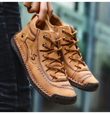 Men's Vintage Casual Non Slip Shoes, Handmade Comfortable Walking Sneakers For Spring Autumn