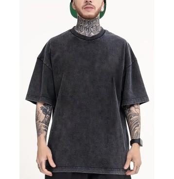 Men's Cotton Hip Hop Style T-shirt, Men's Casual Street Style Stretch Round Neck Tee Shirt For Summer