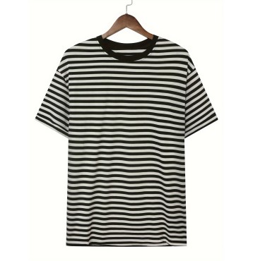 Stripe Pattern Print Men's Comfy T-shirt, Graphic Tee Men's Summer Clothes, Men's Outfits
